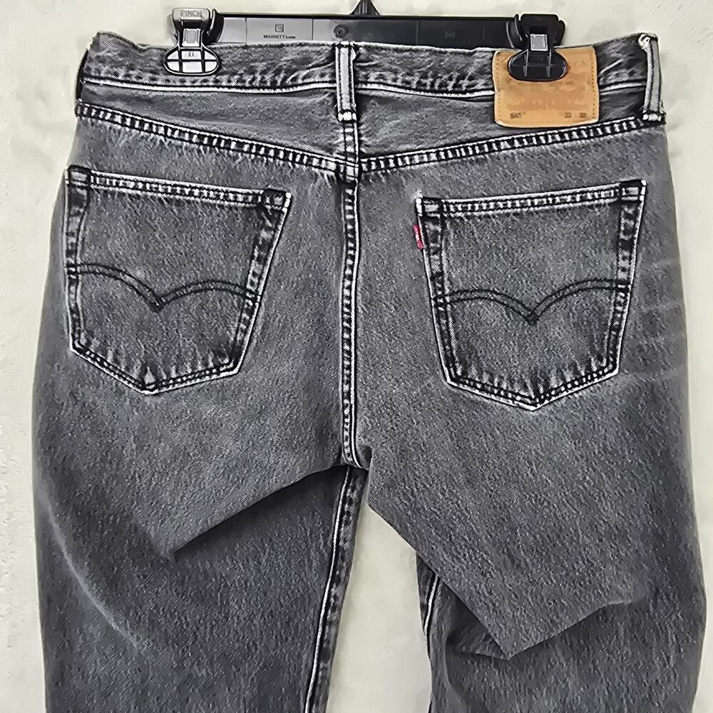 Levi's 541 Black Jeans Men's 33x29 Athletic Taper Fit Stretch Whiskers Grunge - Picture 7 of 13